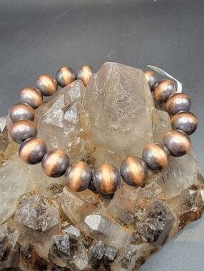 Chunky 16mm Copper "Navajo Pearl" Style Bracelet fits 5.5" to 6.5" Wrist NEW